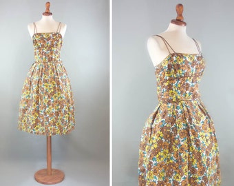 1950s wool-blend sartorial dress in melange brown shades