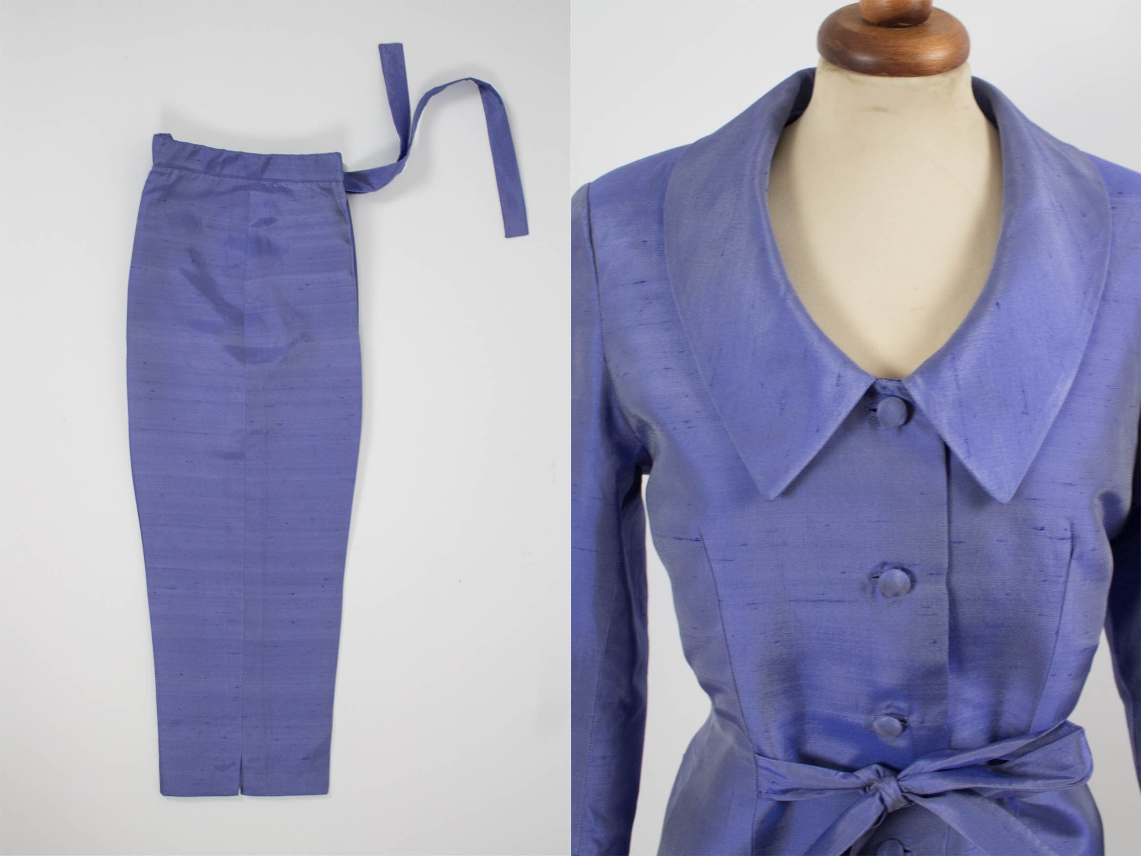 Blue suit for women, jacket and tight pants suit, tapered trousers with  blazer, Gilda Suit -  Portugal