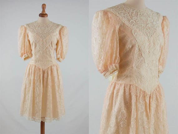 1980s vintage dress, lace elegant dress, pink dre… - image 2