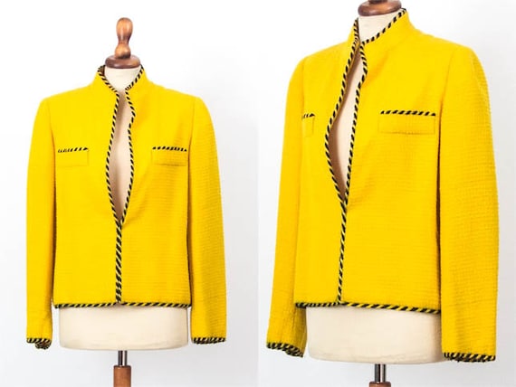 Vintage Jacket, Yellow Black, Vintage 80s Blazer,… - image 1