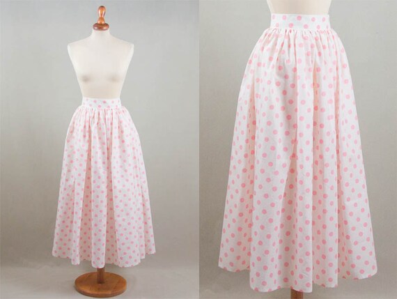 ABAFIP Women's Vintage Polka Dot Swing Skirt | 50s Style Midi Skirt With Belt | Flowy Knee Length Skirt - View #11
