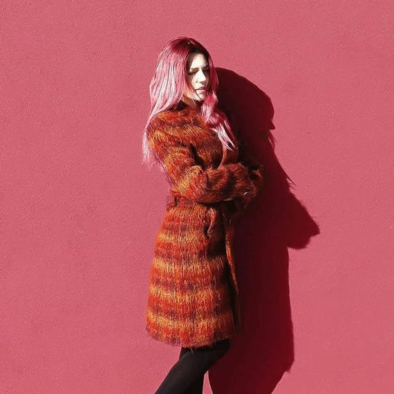 Plaid mohair coat Clearance