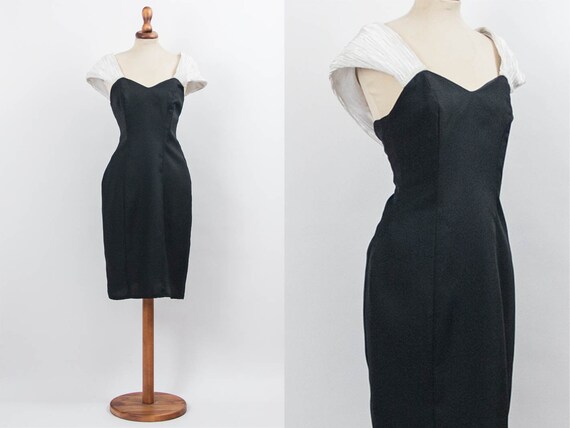 80s Black and White Dress Vintage Eighties Dress Cocktail - Etsy