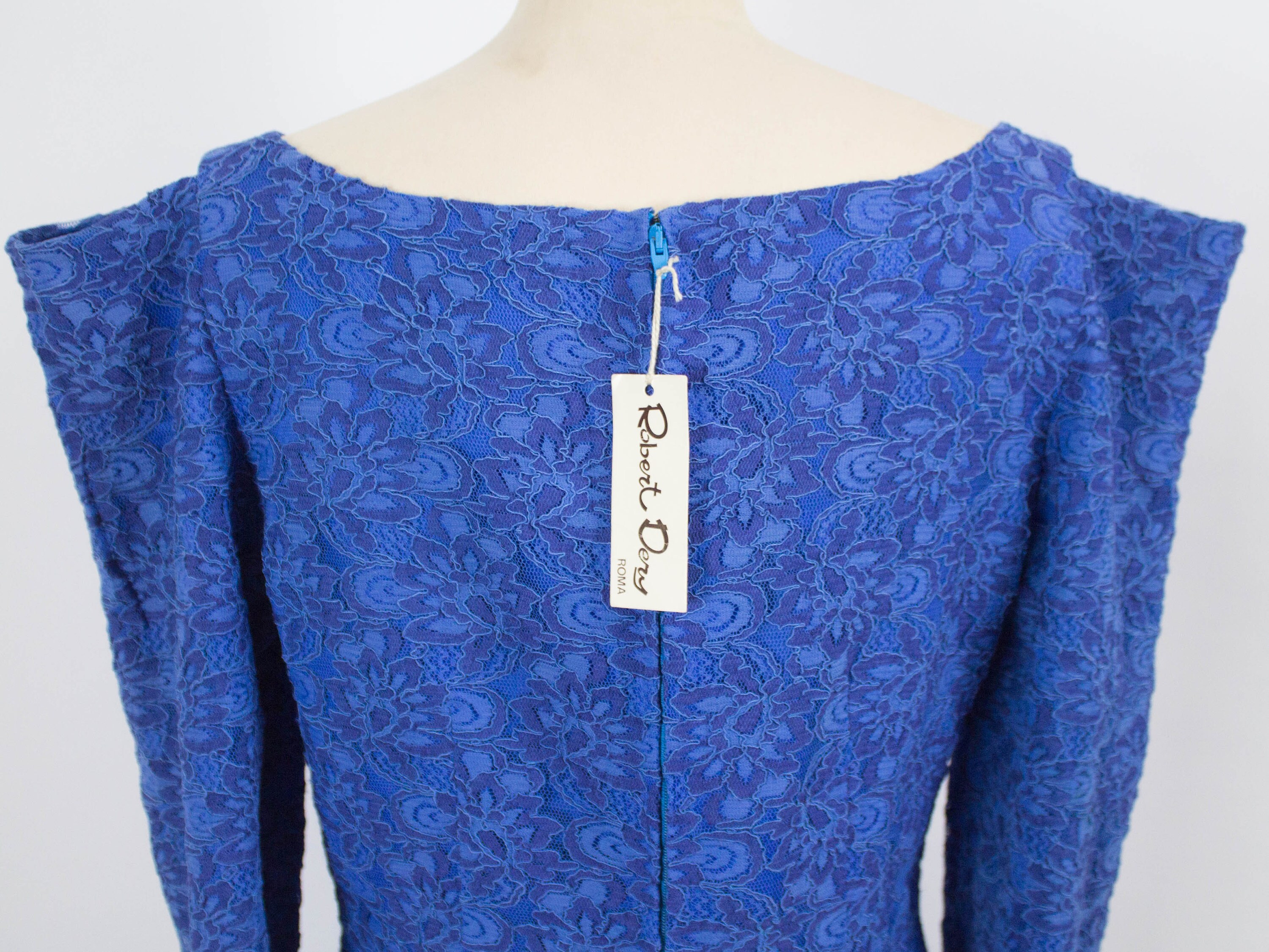 Blue Dress Vintage Late 70s Lace Suit Dress Asymmetrical | Etsy