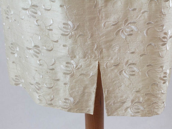 80s silk skirt, cream white skirt, longuette styl… - image 9