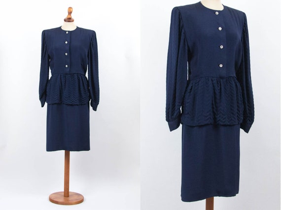 1940s Dress, 40s Dress Blue Party Dress, 1940s Vin