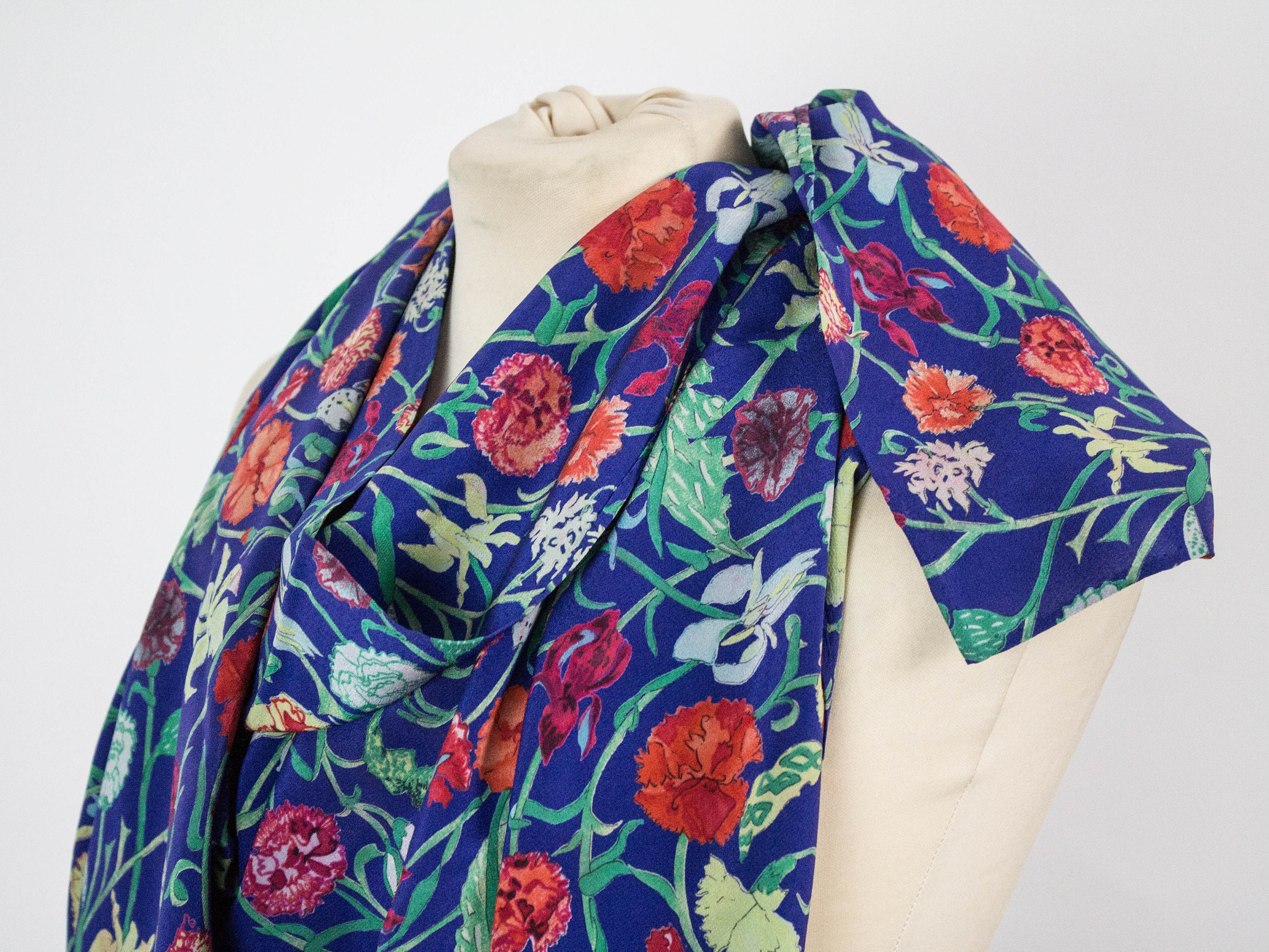 Silk Scarf 70s Vintage Floral Scarf Boho Style Boho Chic | Etsy