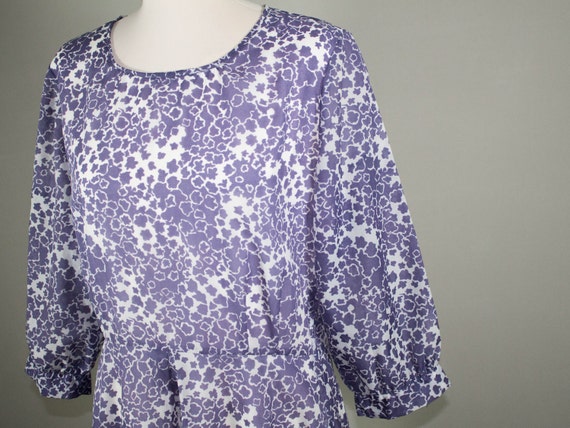 Vintage 70s floral dress / lilac purple flowers d… - image 4