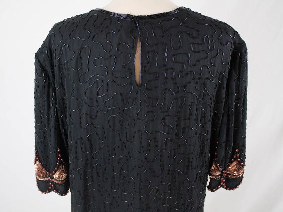 vintage 80's blouse, 1980s beaded tunic, evening … - image 4