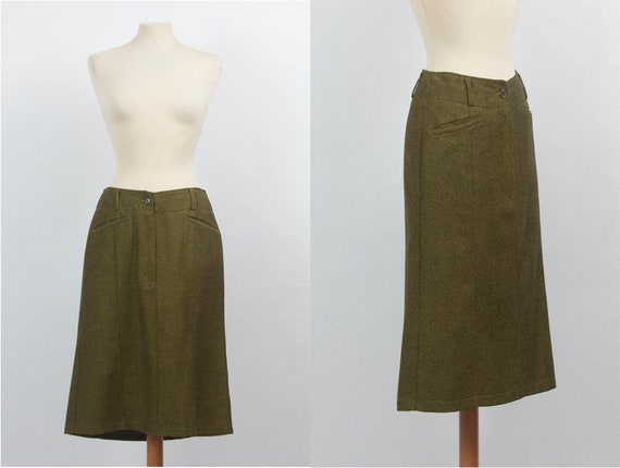 Kenzo Vintage Skirt, green Brown Color, 1980s, 80… - image 1