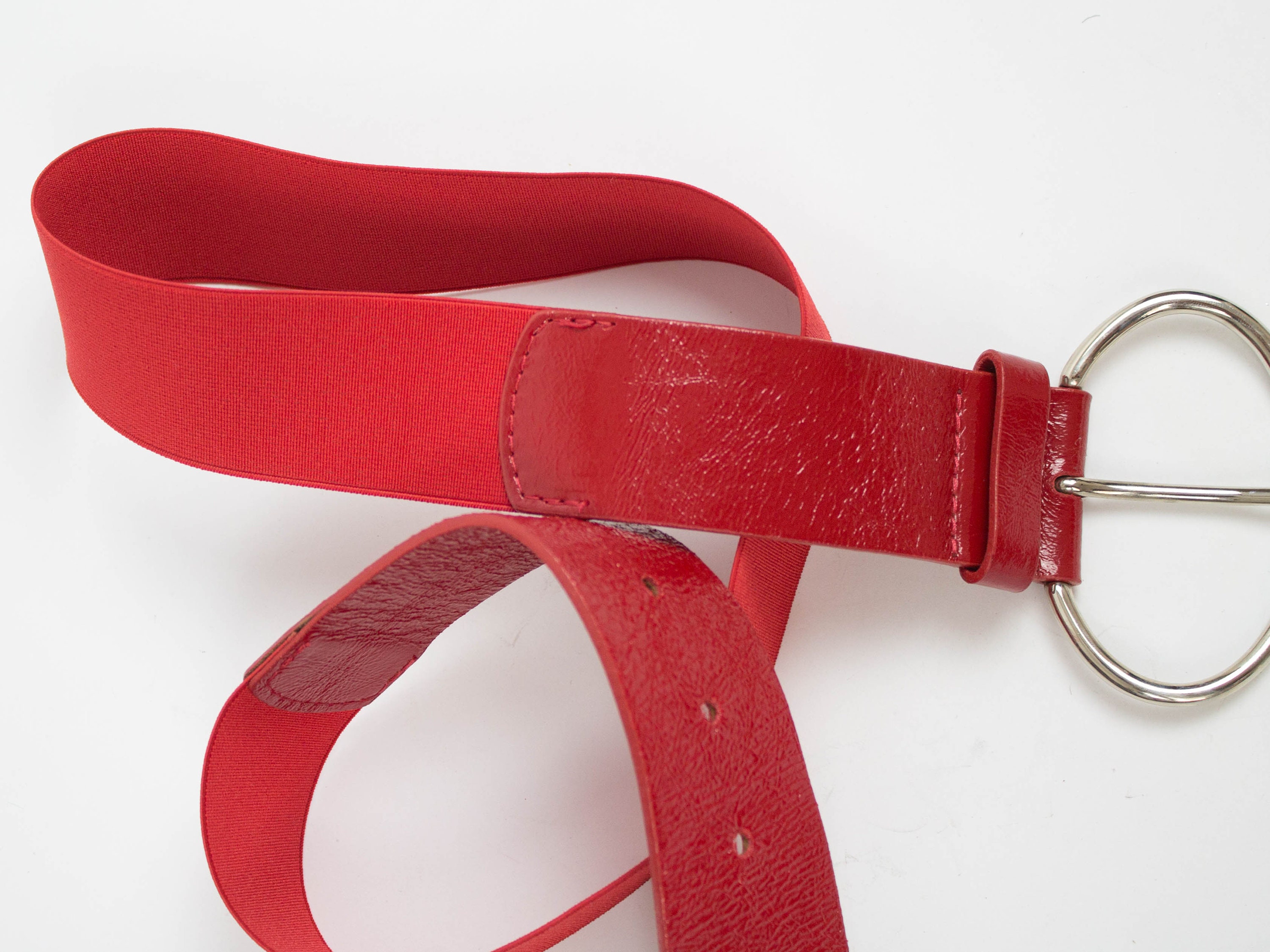 Red Leather Belt, Elastic Belt, Waist, Claudio Orciani Red Leather Belt, Elastic Belt, Waist, Claudio Orciani