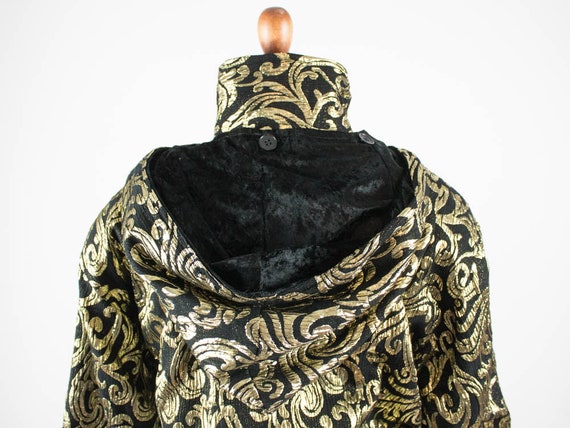 Black Jacket, 80s Vintage Coat, Gold And Black An… - image 5