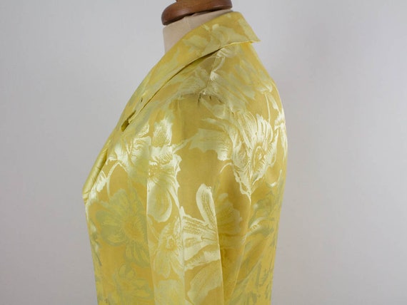 60s Yellow Suit, Brocade Flowers Dress, 2 Pieces … - image 6