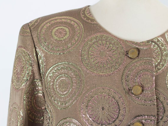 60s Vintage Blazer, Metallic Blazer, Brown Gold C… - image 5