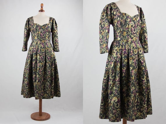 Floral Dress, Brocade Fabric, Vintage Dress, 80s … - image 2