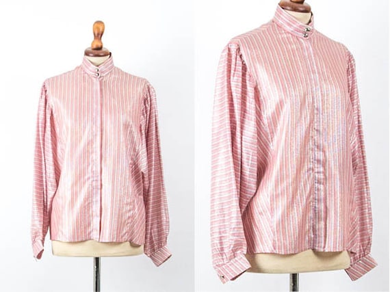 70s Vintage Blouse, Boho Chic Shirt, Lurex Lamè, S