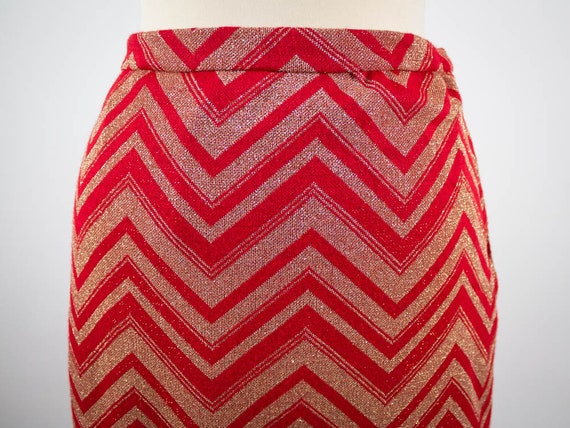 70s Vintage Skirt, Red Gold Color, Maxi Skirt, Se… - image 5