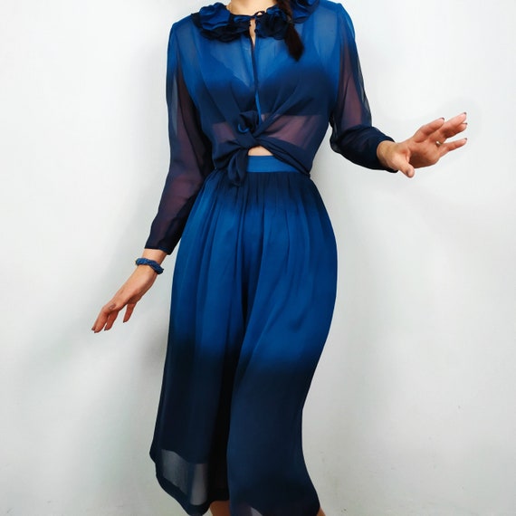 40s Silk Dress, Culotte, Pants Blouse, Vintage Sui
