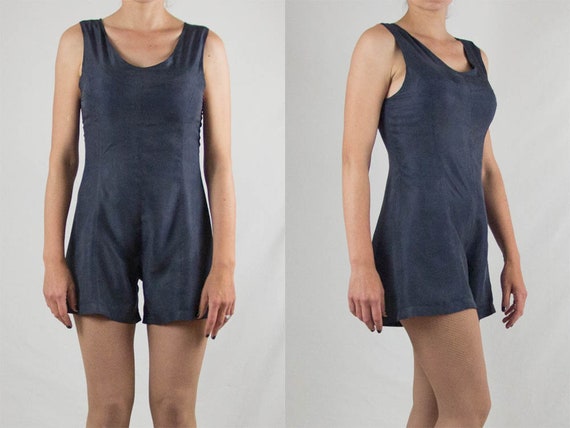 80s Vintage Jumpsuit, Blue Color, Shorts, Silk, Su