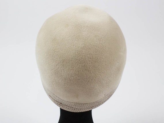 50s Vintage Hat, beige Color, Wool Material, Pill… - image 4