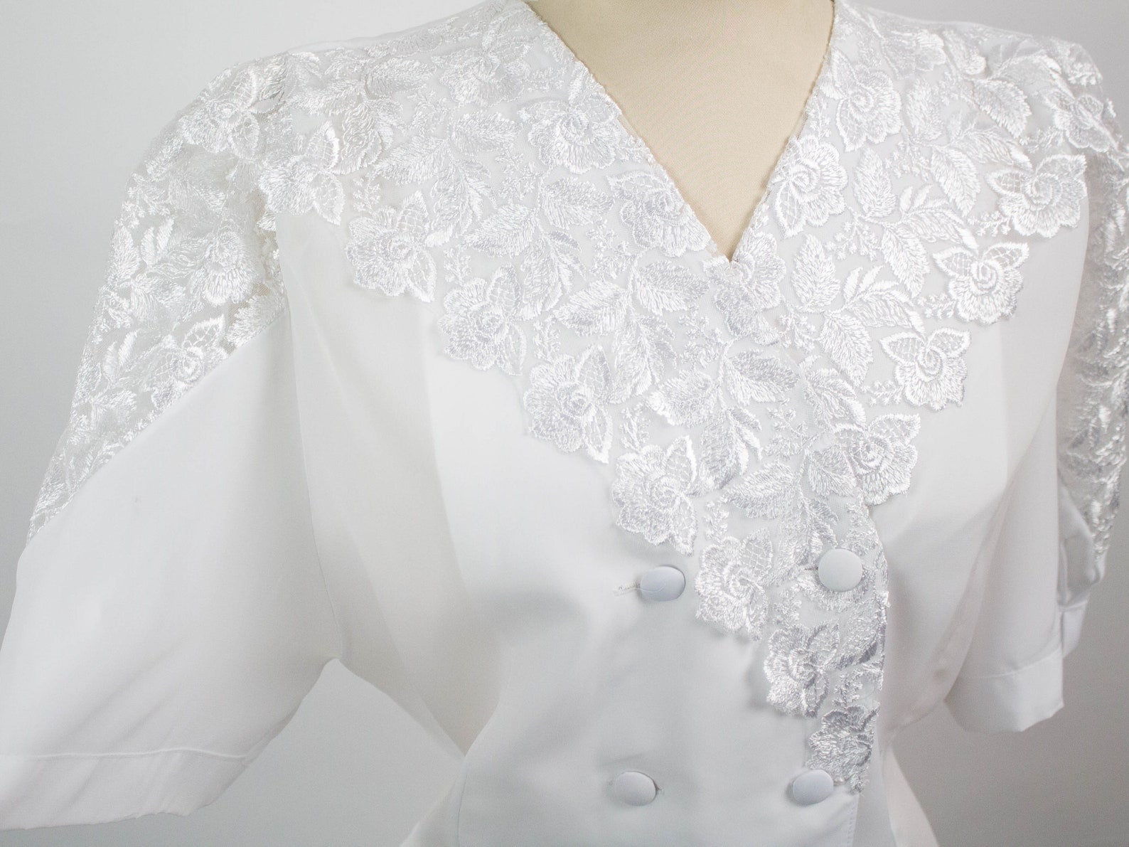 White Blouse 80s Vintage Eighties Victorian Style Lace | Etsy