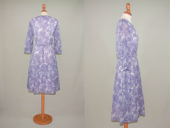 Vintage 70s floral dress / lilac purple flowers d… - image 5