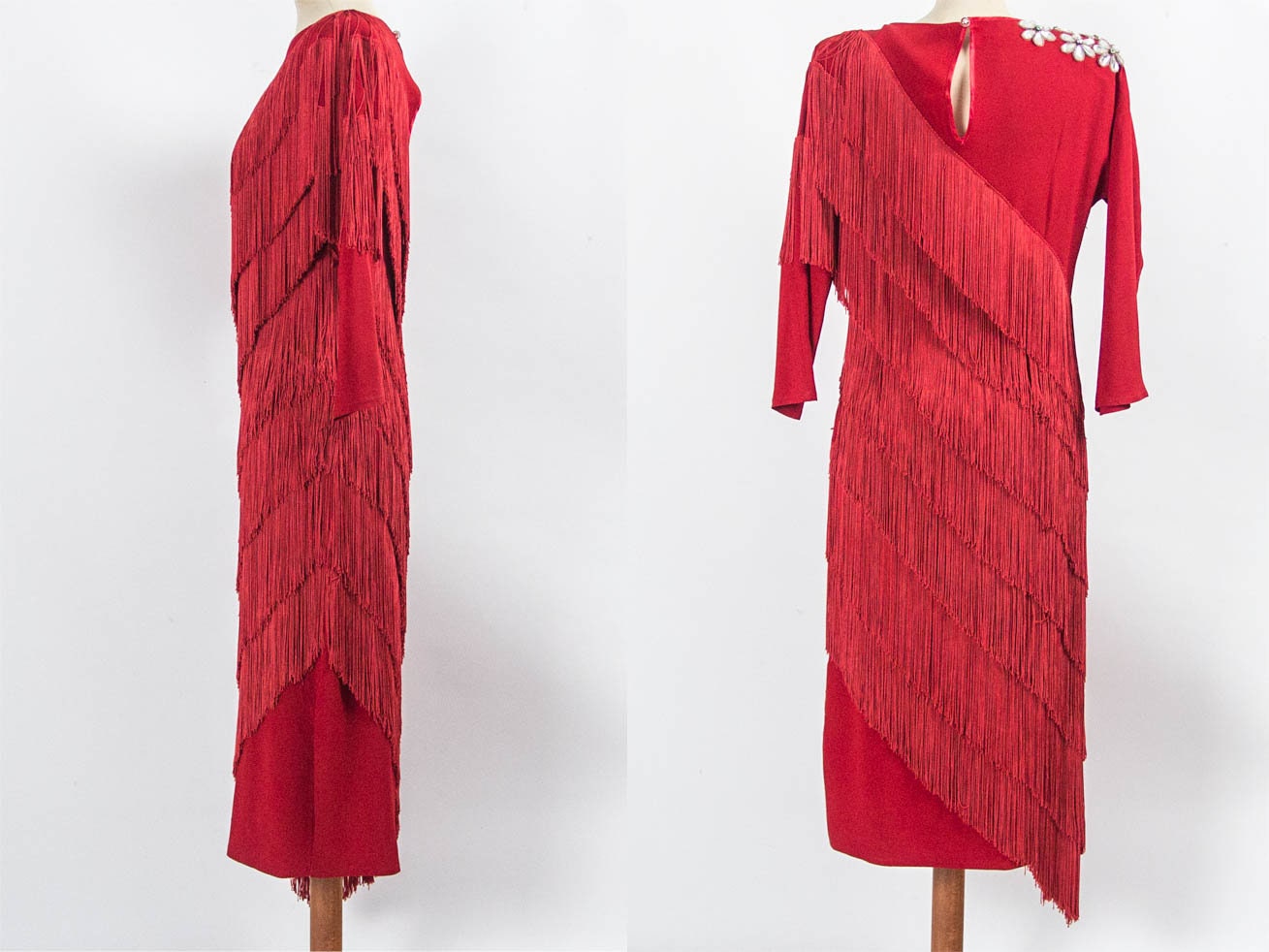 80s Party Dress Red Dress 80s Vintage Dress Fringes Dress - Etsy