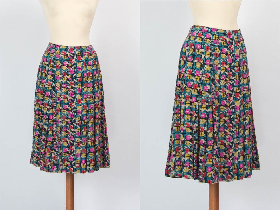 Silk Skirt Vintage Mila Schon Silk 80s Skirt Floral - Etsy
