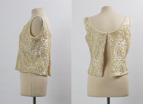 50s Vintage Top, Beaded Wool Top, 1950s Fashion, … - image 2