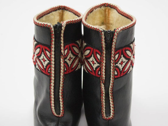 70s Vintage Boot, Leather Bootie, Embroideries, M… - image 5