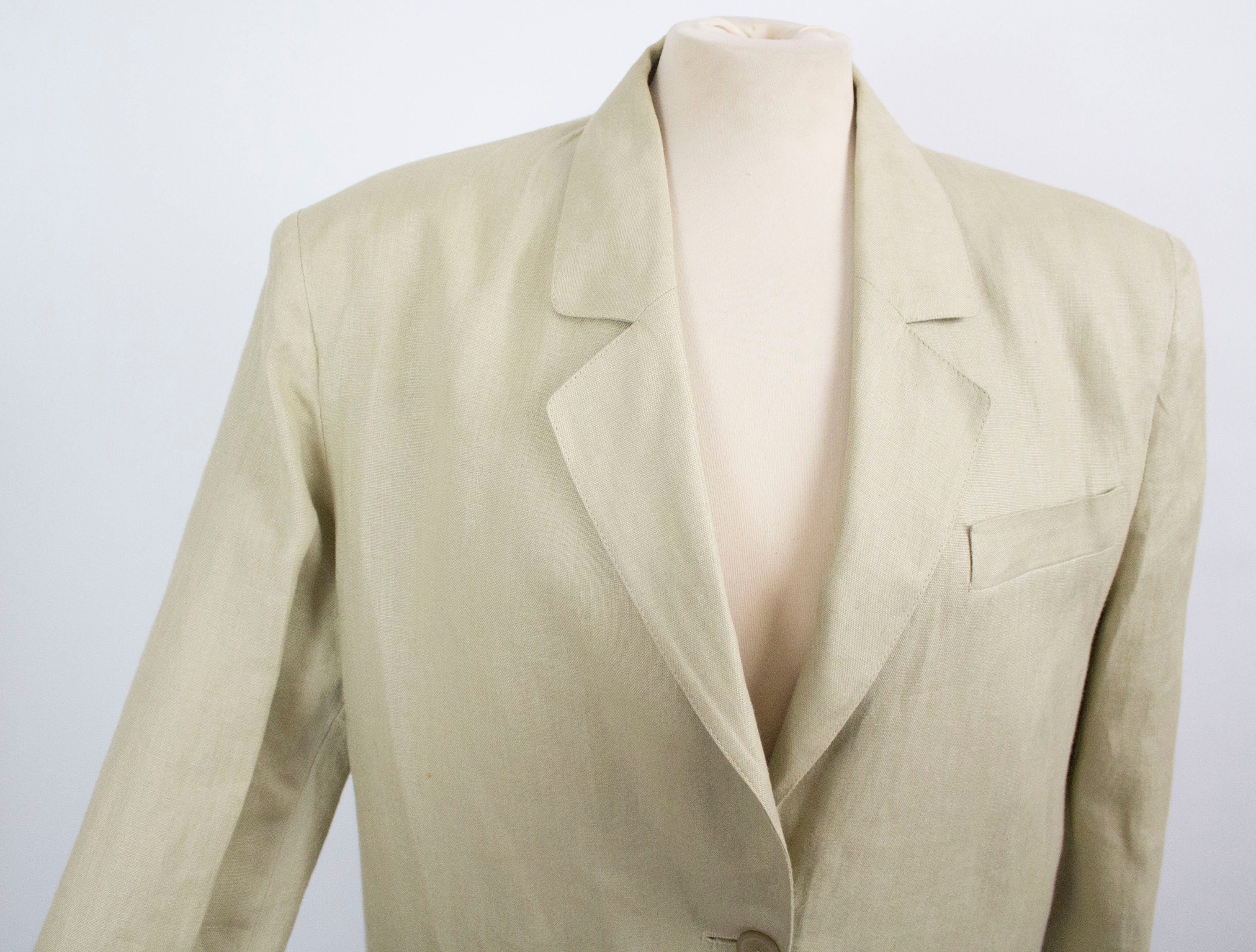 ジャケット・アウター 80s 90s EURO linen tailored jacket beige Sand beige 100% linen blazer, Beige - Sisley