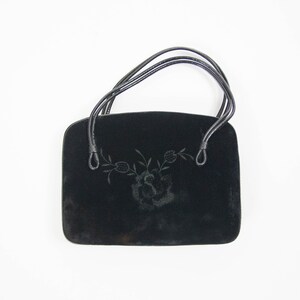 Borsa in velluto nero, colore nero, 50s Vintage, 50s Moda, Borsa ricamata, Borsa a mano Vintage, Piccola Purse