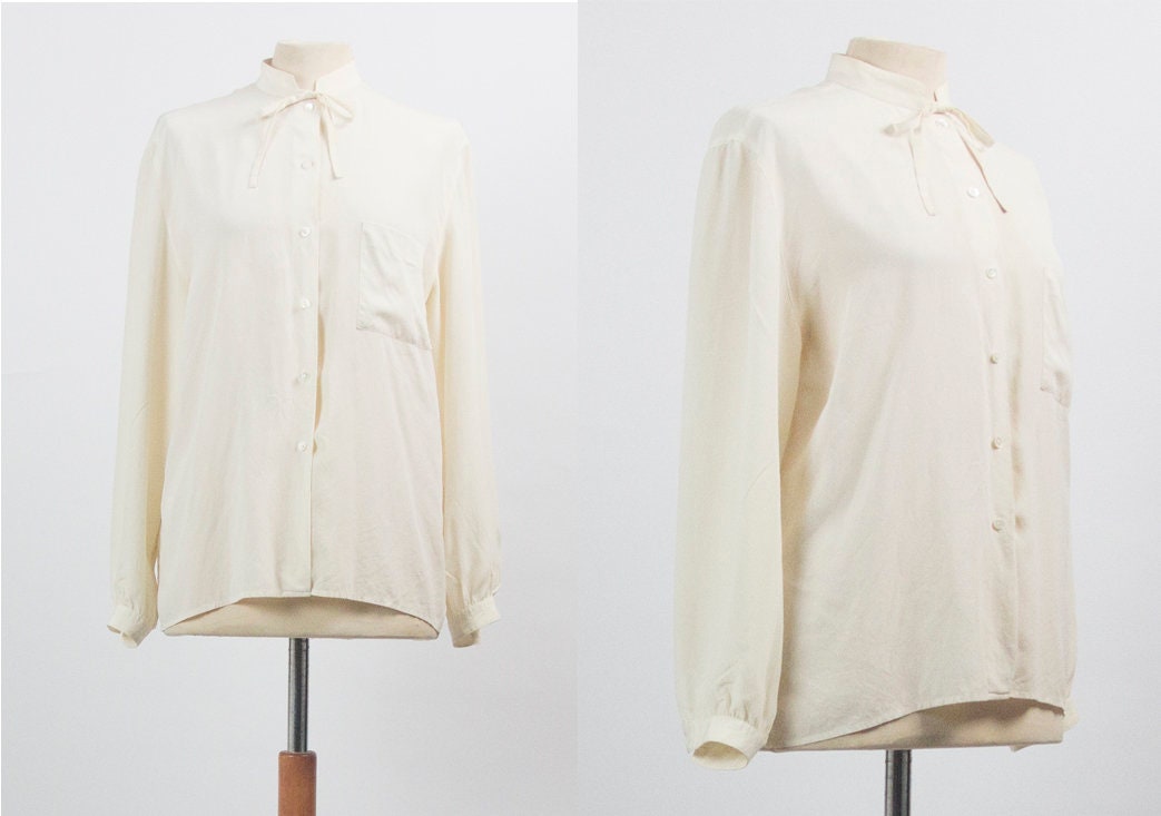 Cacharel Vintage Silk Blouse 70s Authentic 1970s Cream - Etsy