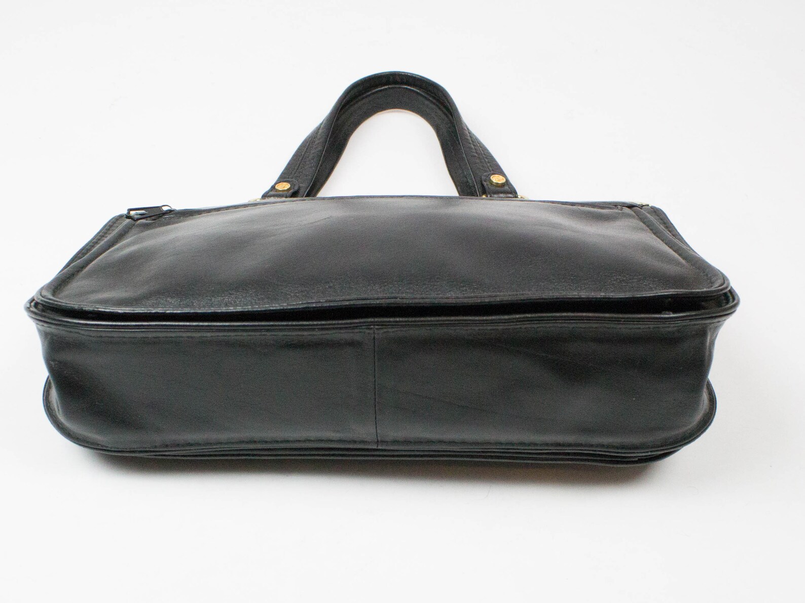 70s Vintage Bag Black Color Genuine Leather Handles Bag Etsy