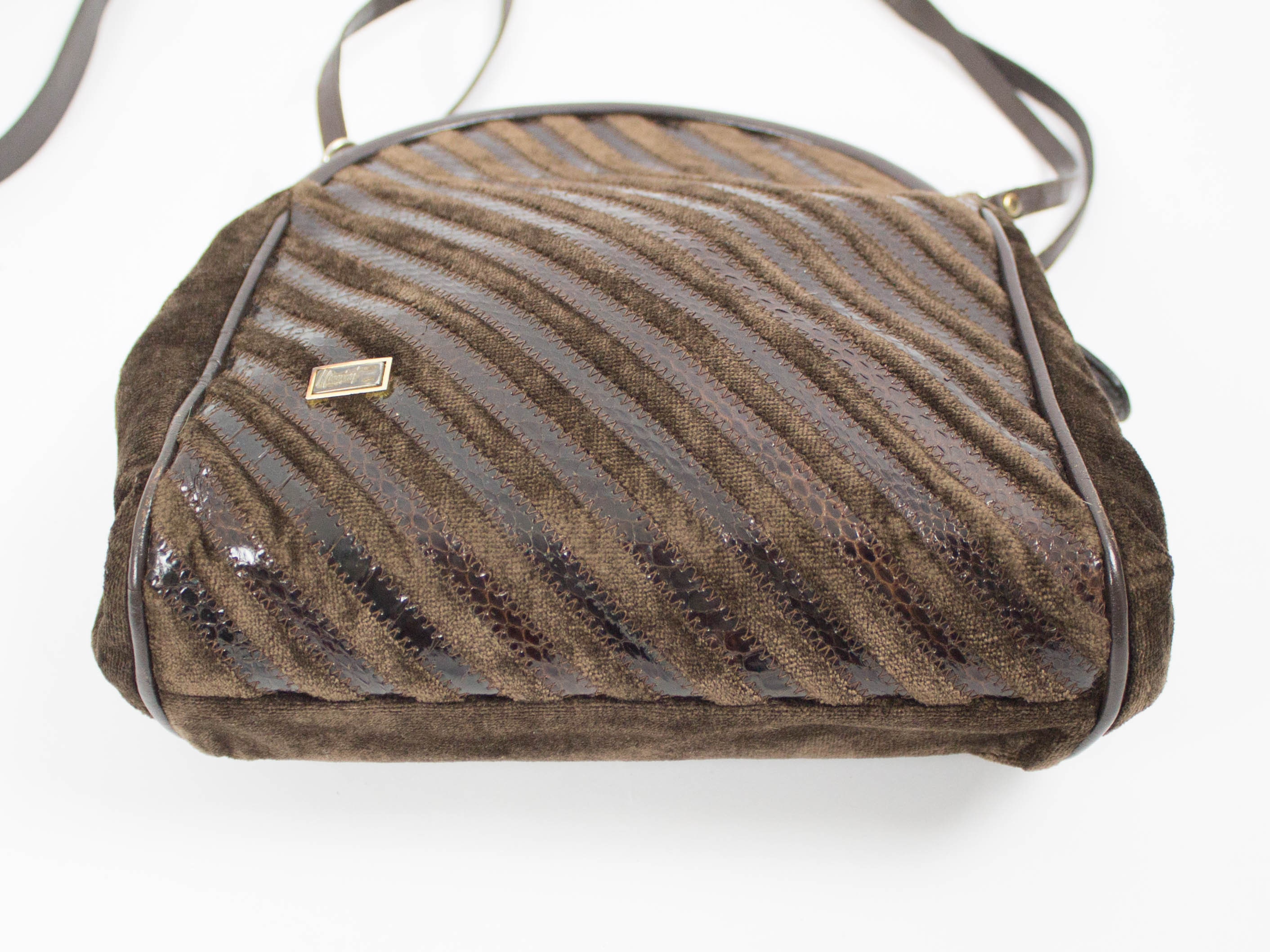 70s Vintage Bag, Mazzini Handbag, Shoulder Strap, Velvet 70s Vintage Bag, Mazzini Handbag, Shoulder Strap, Velvet