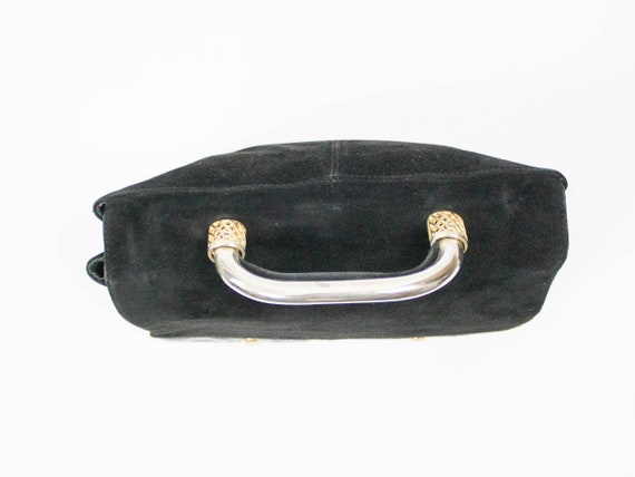 Black Handbag, Suede leather Style, Genuine, Kits… - image 6