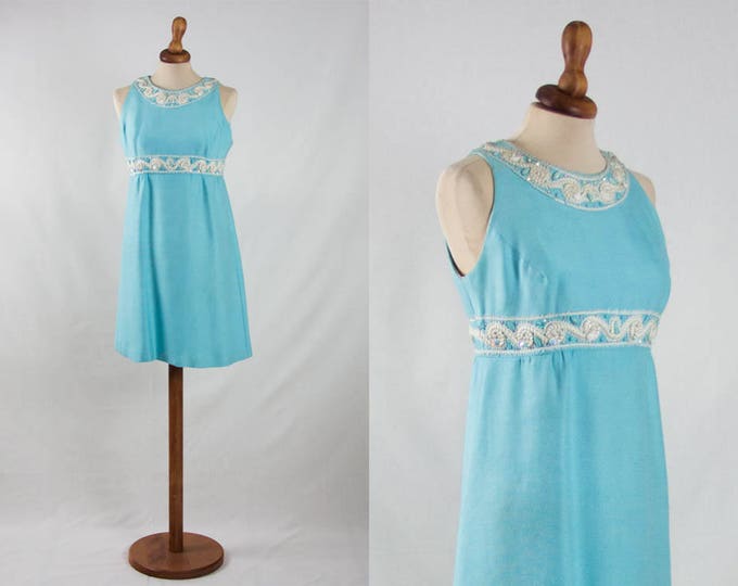 60s Sheath Dress Light Blue Vintage Dress Mini Dress Etsy