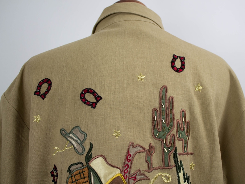 Beige Color Embroidered T Shirt made In Italy 80s Vintage Blouse Size L Short Sleeves Positano Kaki Top Safari Style