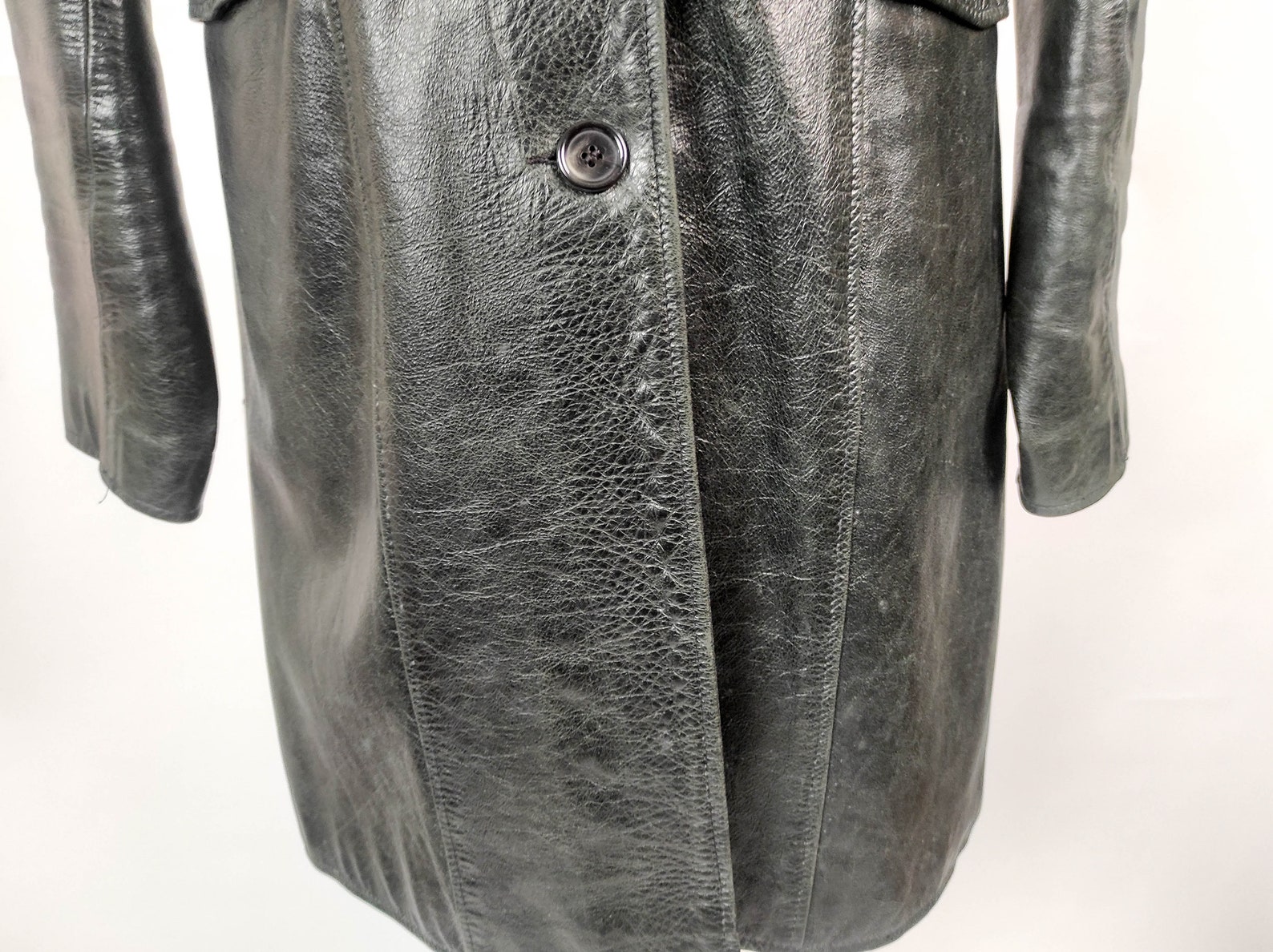 Black Leather Coat 90s 00s Vintage Street Style 1990s - Etsy