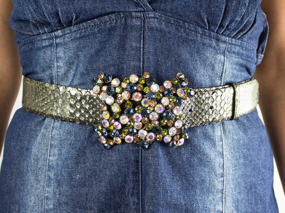 Leather Belt, Vintage Silver, Orciani, 90s Vintage Belt, 90s  display picture 2