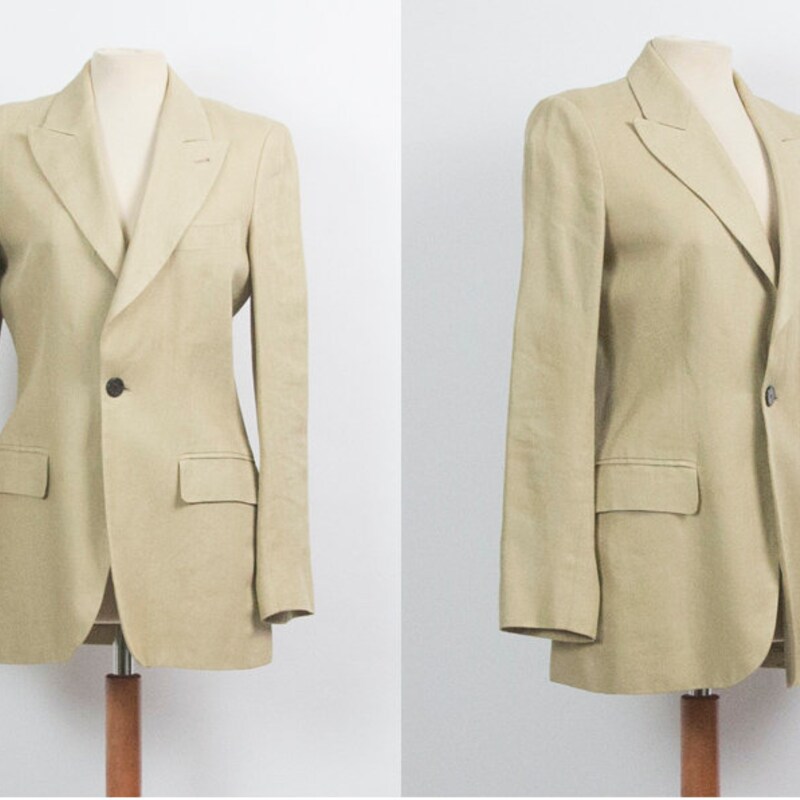 International Scene Vintage 90s Linen Blazer Jacket Size 7/8