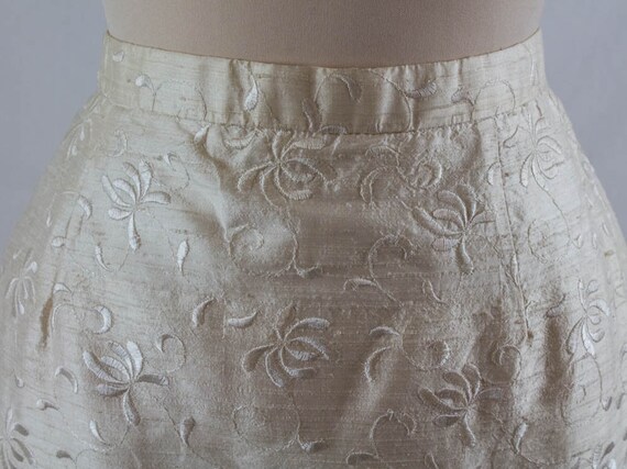 80s silk skirt, cream white skirt, longuette styl… - image 5