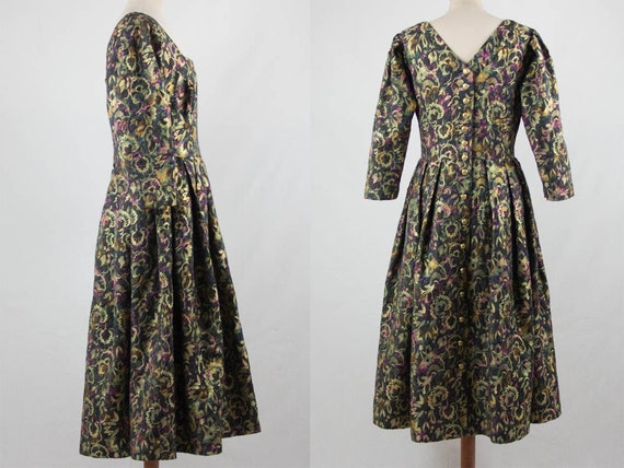 Floral Dress, Brocade Fabric, Vintage Dress, 80s … - image 4