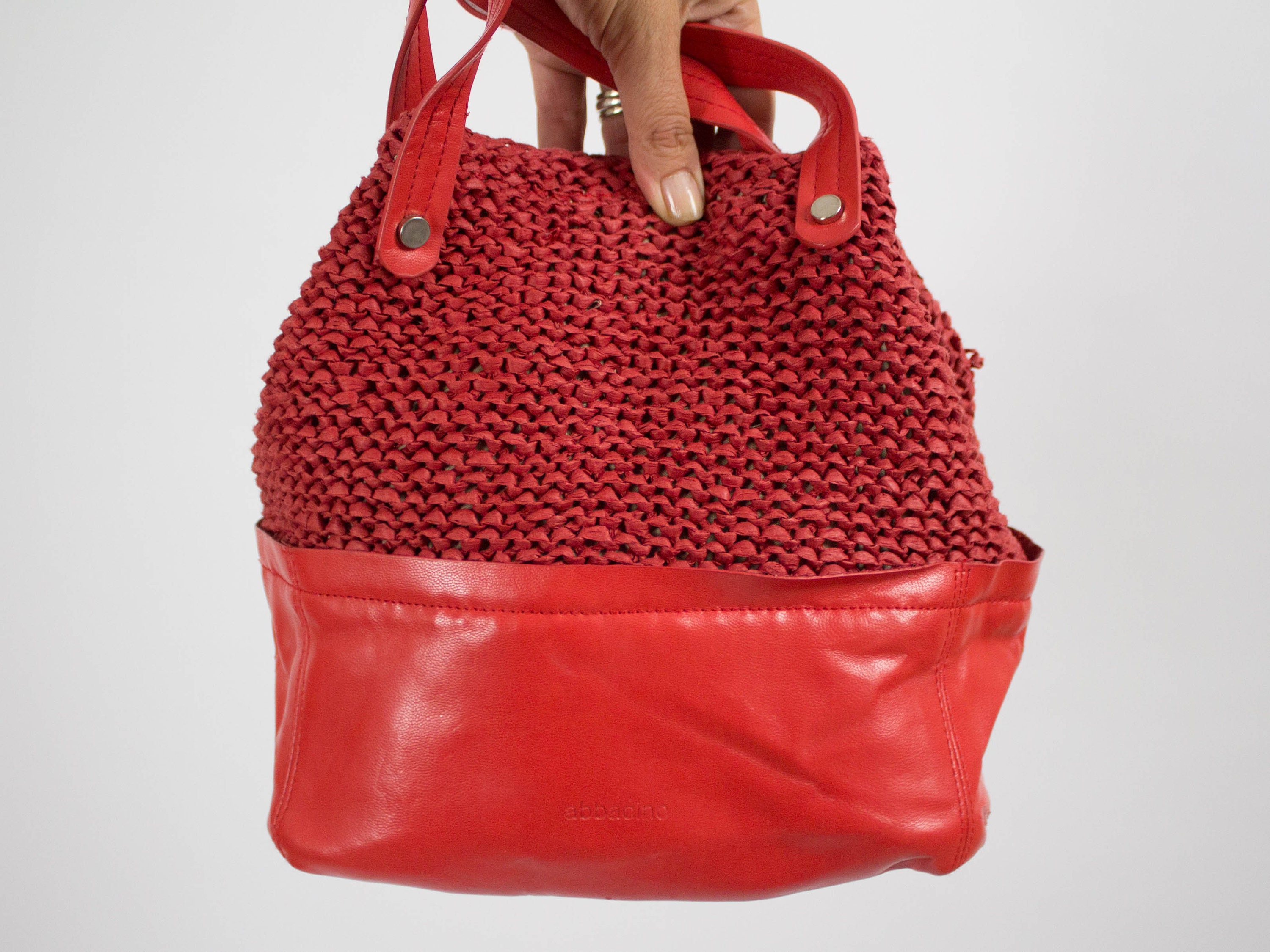 BORSA ROSSA PER uscire Estiva con manici marroni marca Hotelpiù bottone  italia EUR 27,80 - PicClick IT