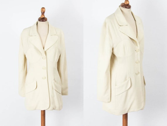 White Formal Jacket, 90s Makes 60s, Button jacket… - image 1