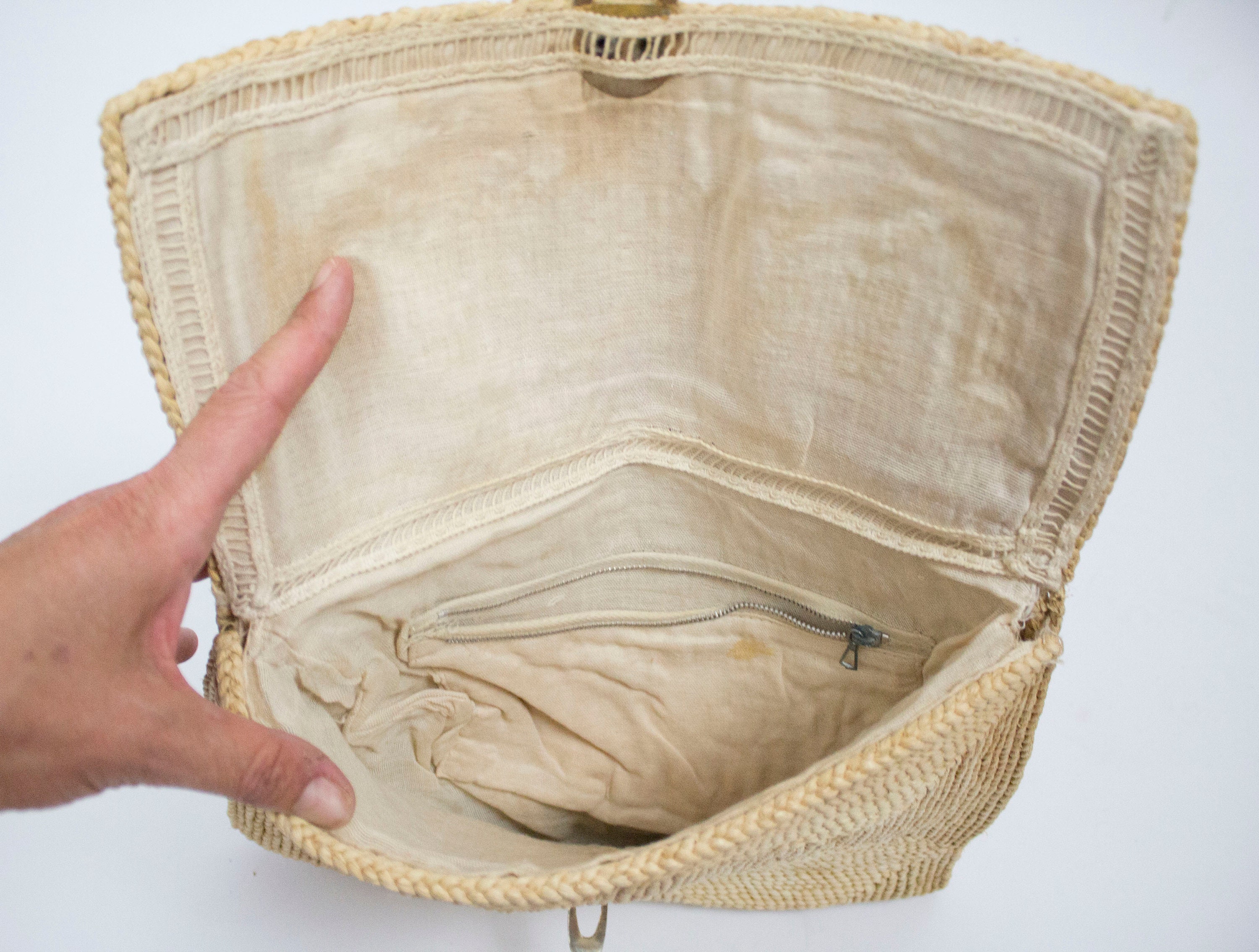 Prada Raffia Tote Bag White And Beige For Women 9.1in/23cm