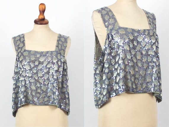 40s Sequin Top, Silver grey, Charleston Style, Bea