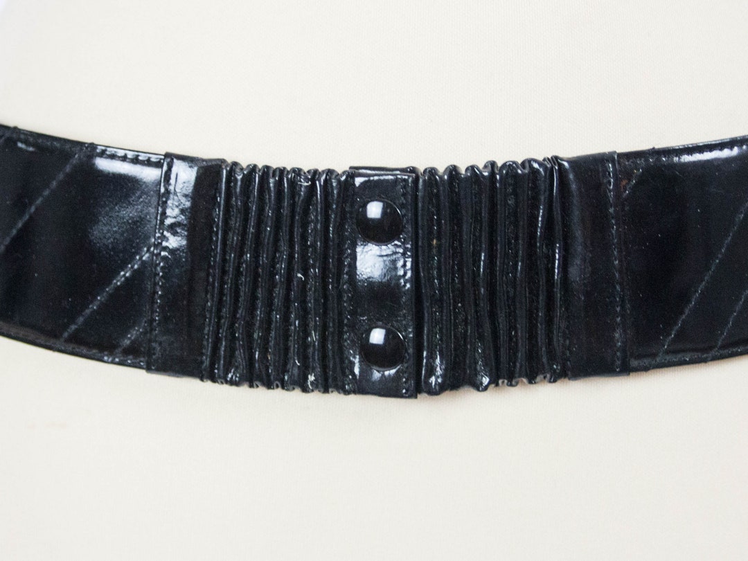 Black Belt Patent Leather Belt Valentino 80s Fashion - Etsy