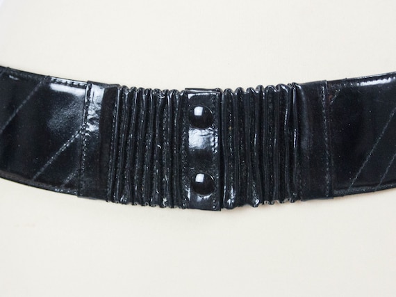 Black Belt, Patent Leather Belt, Valentino, 80s Fa