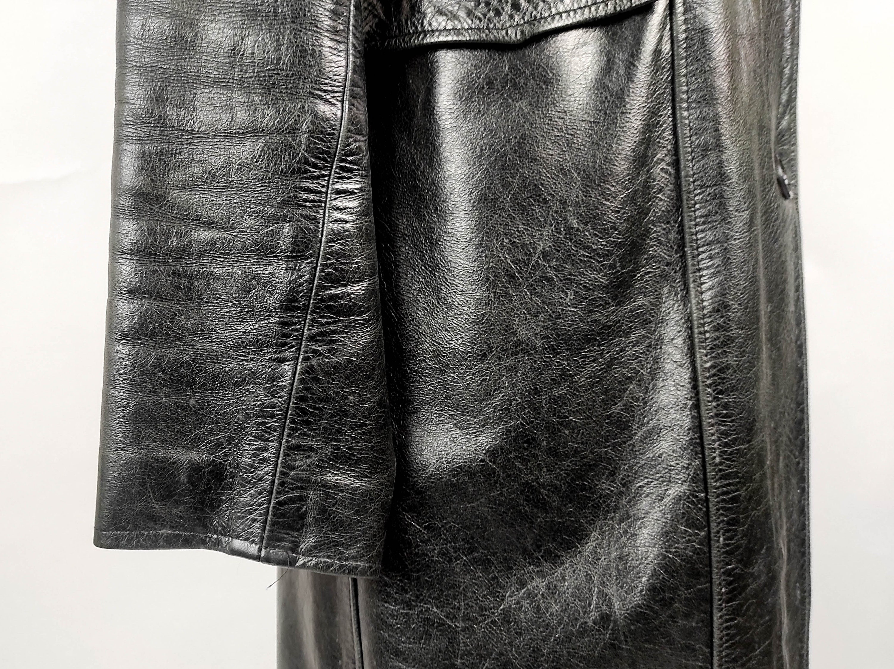 Black Leather Coat 90s 00s Vintage Street Style 1990s - Etsy